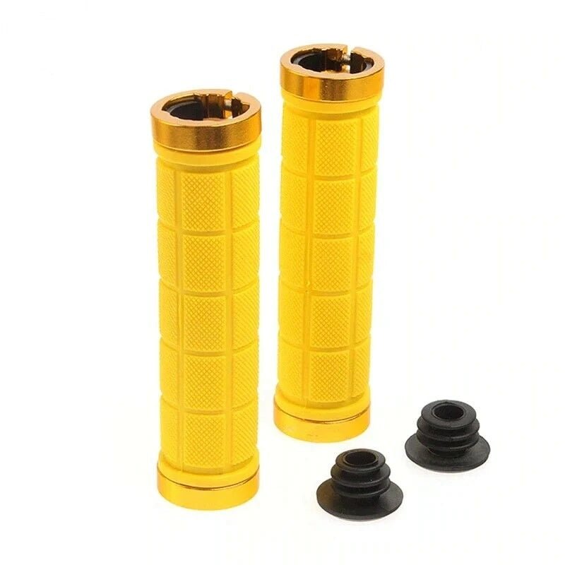 Bike Handlebar Grips MTB Mountain BMX Bike Bicycle Soft YELLOW Fixed Double Lock Screw Tight Grips - Easy Fit - Rockbros - Outdoorium