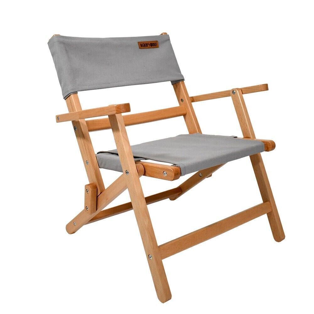 BlackWolf Shore Folding Beech Camping Portable Chair - Paloma Grey - Outdoorium