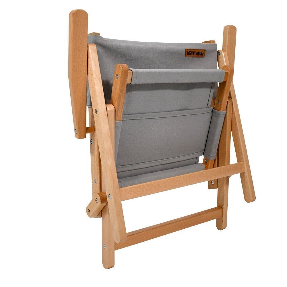 BlackWolf Shore Folding Beech Camping Portable Chair - Paloma Grey - Outdoorium