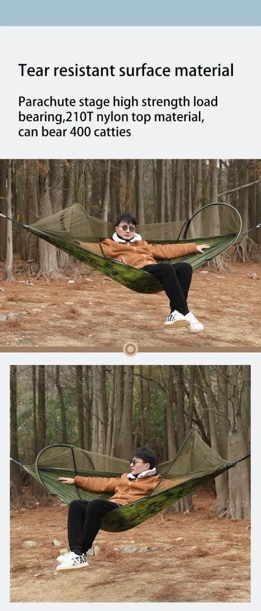 Blue Outdoor Camping Hammock with Mosquito Net, Anti - Tip Nylon Fabric, Single/Double Person Quick - Setup Hammock | Outdoorium