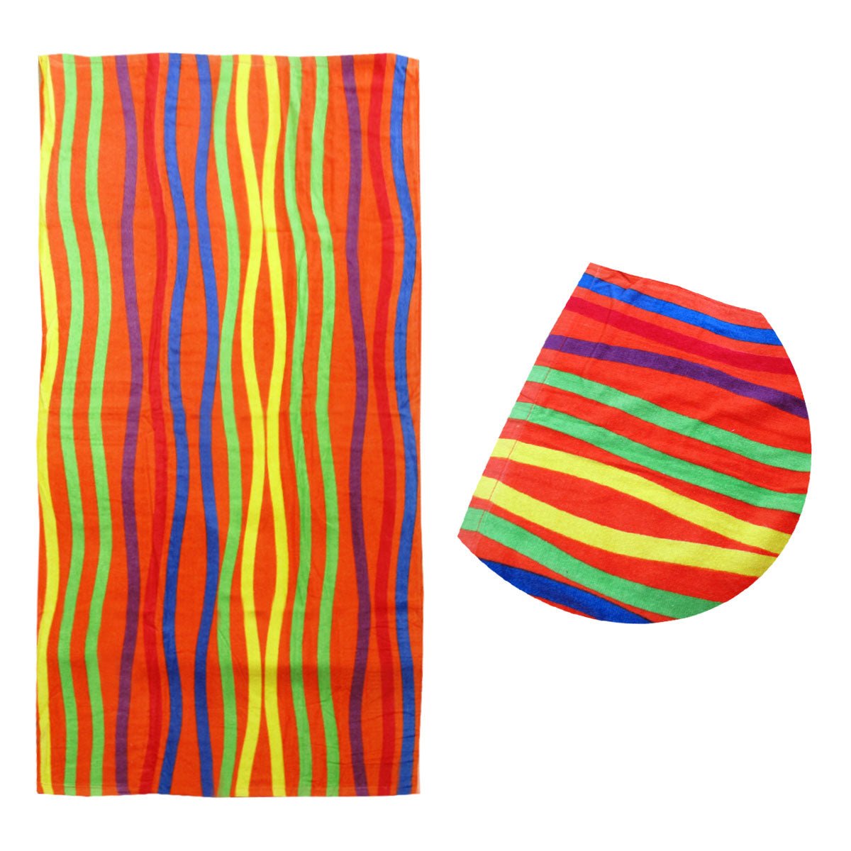 Bright Stripes Cotton Velour Printed Beach Towel - Outdoorium