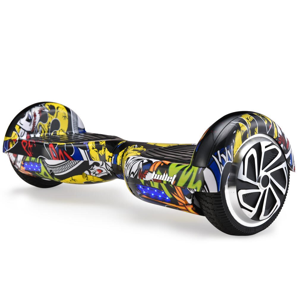 BULLET Electric Hoverboard Scooter 6.5 Inch Wheels, Colour LED Lighting, Carry Bag, Gen III Hiphop design - Outdoorium