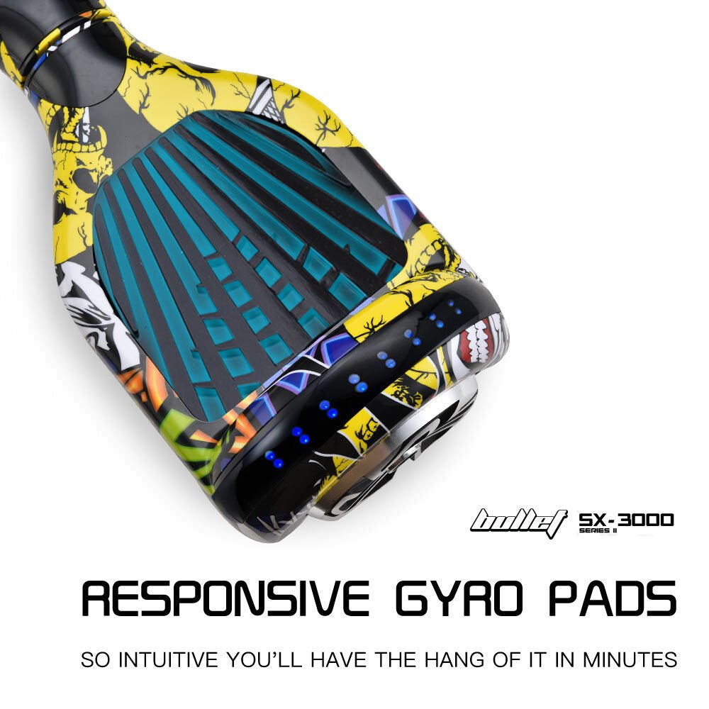 BULLET Electric Hoverboard Scooter 6.5 Inch Wheels, Colour LED Lighting, Carry Bag, Gen III Hiphop design | Outdoorium