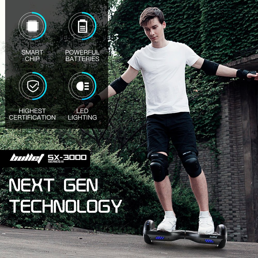 BULLET Hoverboard Electric Scooter 6.5 Inch Wheels Self Balancing Gen III Carbon Fiber Style | Outdoorium