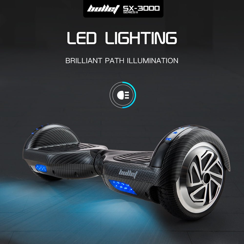 BULLET Hoverboard Electric Scooter 6.5 Inch Wheels Self Balancing Gen III Carbon Fiber Style | Outdoorium