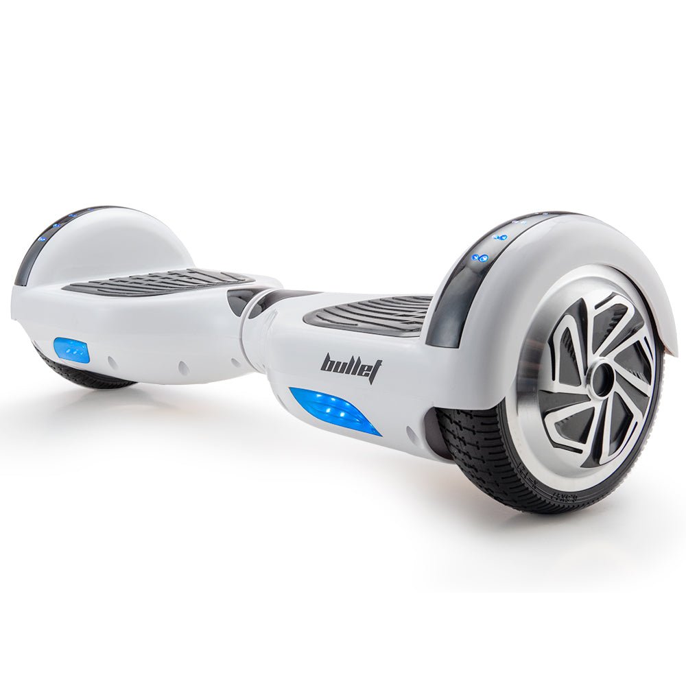 BULLET Hoverboard Electric Scooter 6.5 Inch Wheels Self Balancing Gen III White Free Carry Bag - Outdoorium