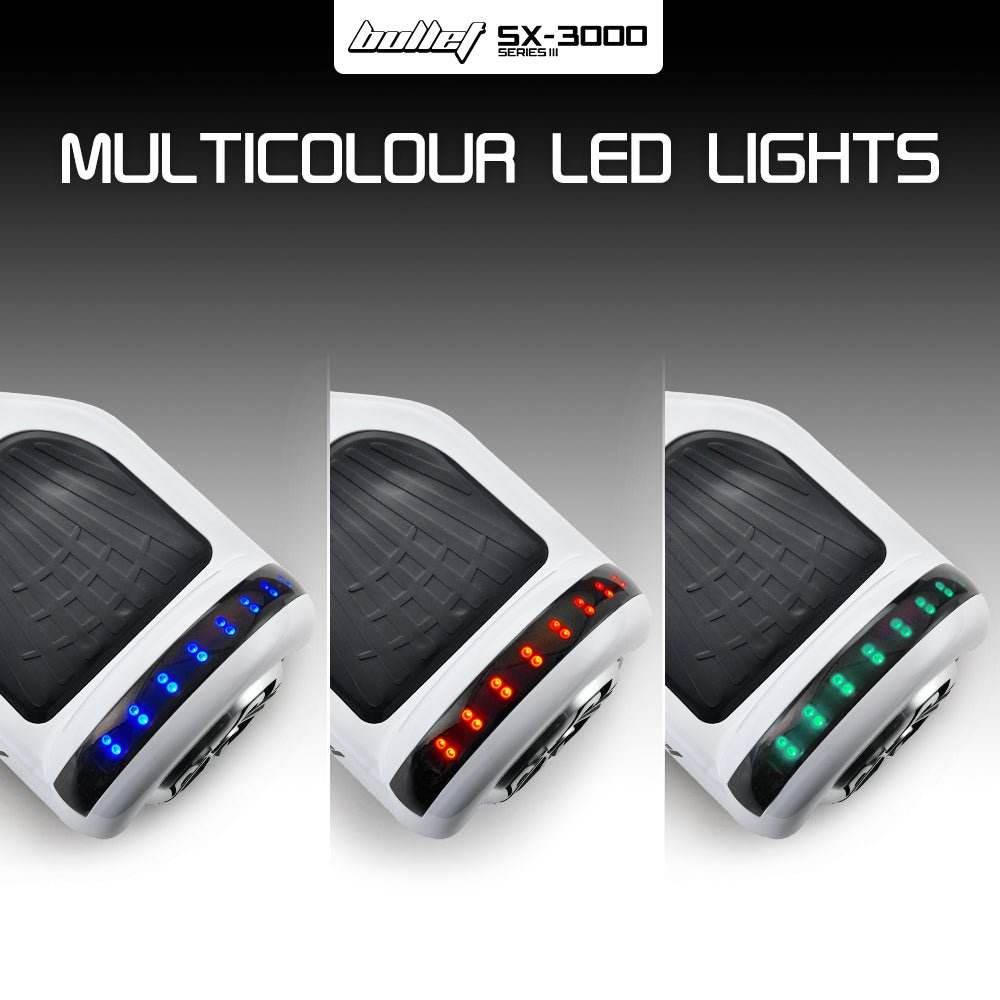 BULLET Hoverboard Electric Scooter 6.5 Inch Wheels Self Balancing Gen III White Free Carry Bag - Outdoorium
