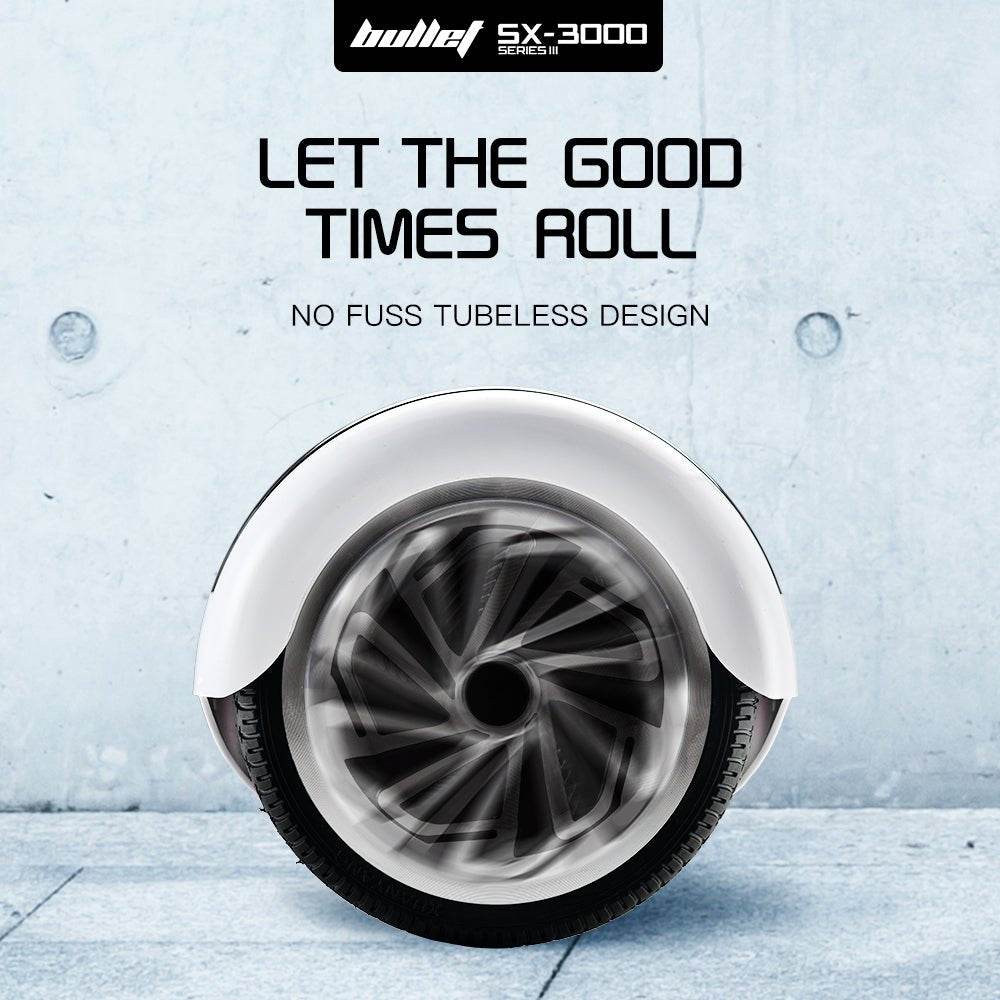 BULLET Hoverboard Electric Scooter 6.5 Inch Wheels Self Balancing Gen III White Free Carry Bag - Outdoorium