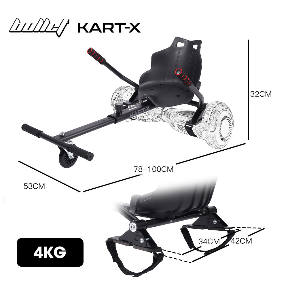 BULLET KART - X Hoverboard Seat Attachment, for 6.5" 8" 10" models, Adjustable Length Frame | Outdoorium