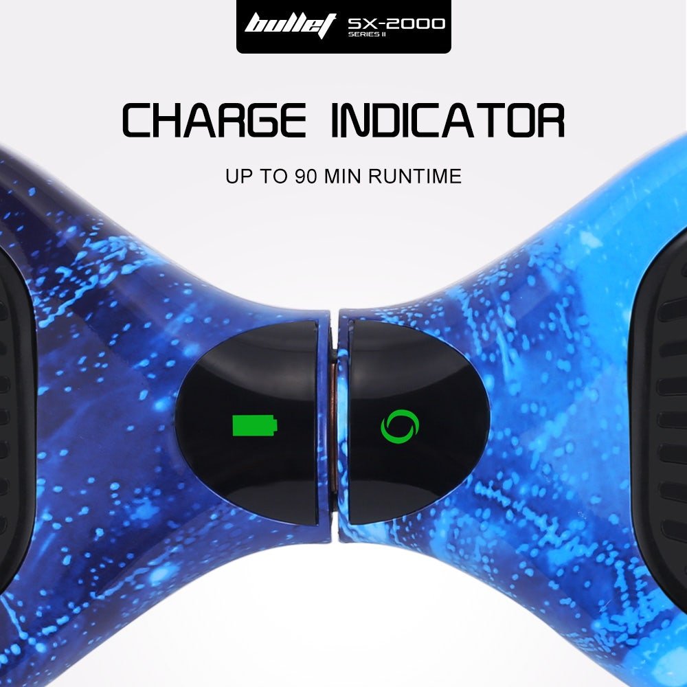 BULLET SX - 2000 Hoverboard Scooter, 500W Brushless, Superior Self Balancing System, UL Certified, LED Lights, Blue Galaxy | Outdoorium