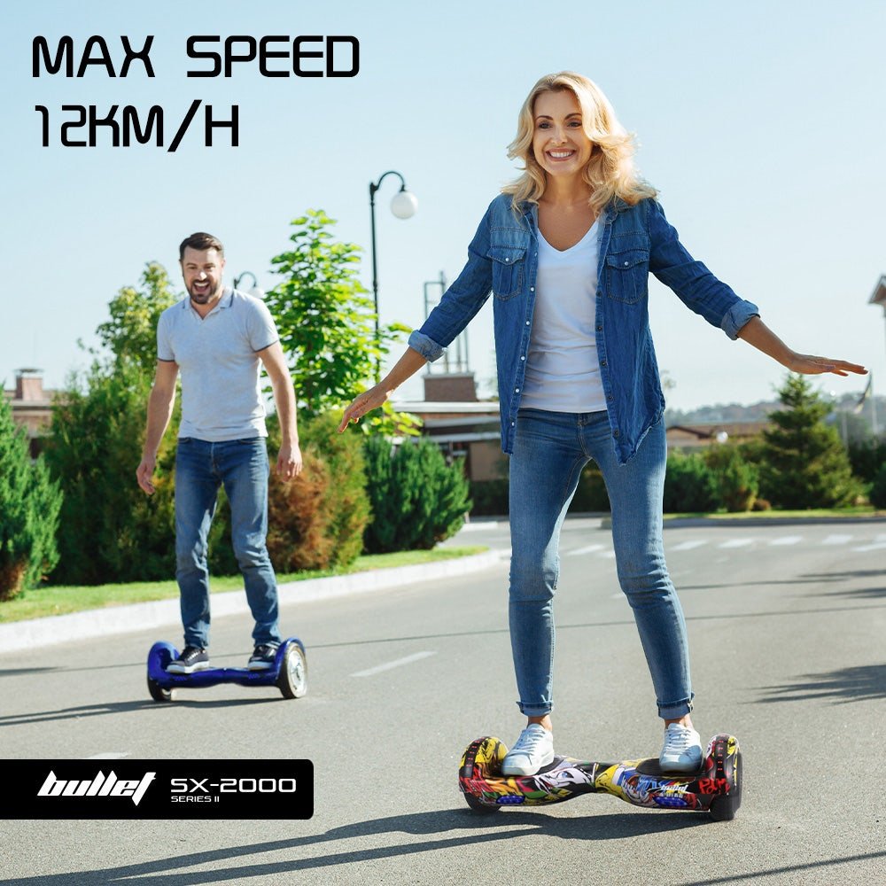 BULLET SX - 2000 Hoverboard Scooter, 500W Brushless, Superior Self Balancing System, UL Certified, LED Lights, Hip Hop Design | Outdoorium