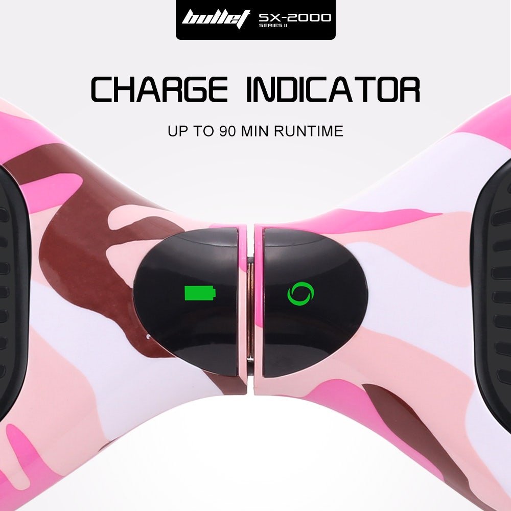 BULLET SX - 2000 Hoverboard Scooter, 500W Brushless, Superior Self Balancing System, UL Certified, LED Lights, Pink Camo | Outdoorium