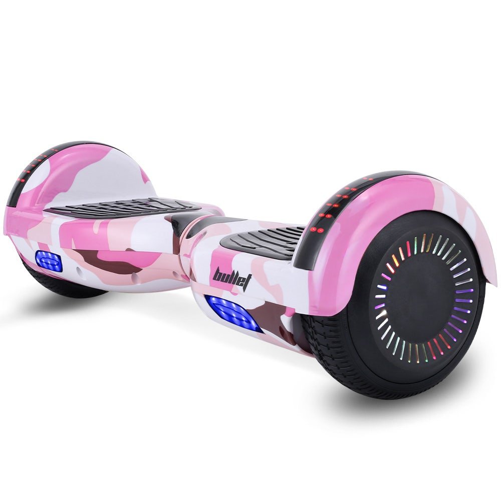 BULLET SX - 2000 Hoverboard Scooter, 500W Brushless, Superior Self Balancing System, UL Certified, LED Lights, Pink Camo | Outdoorium