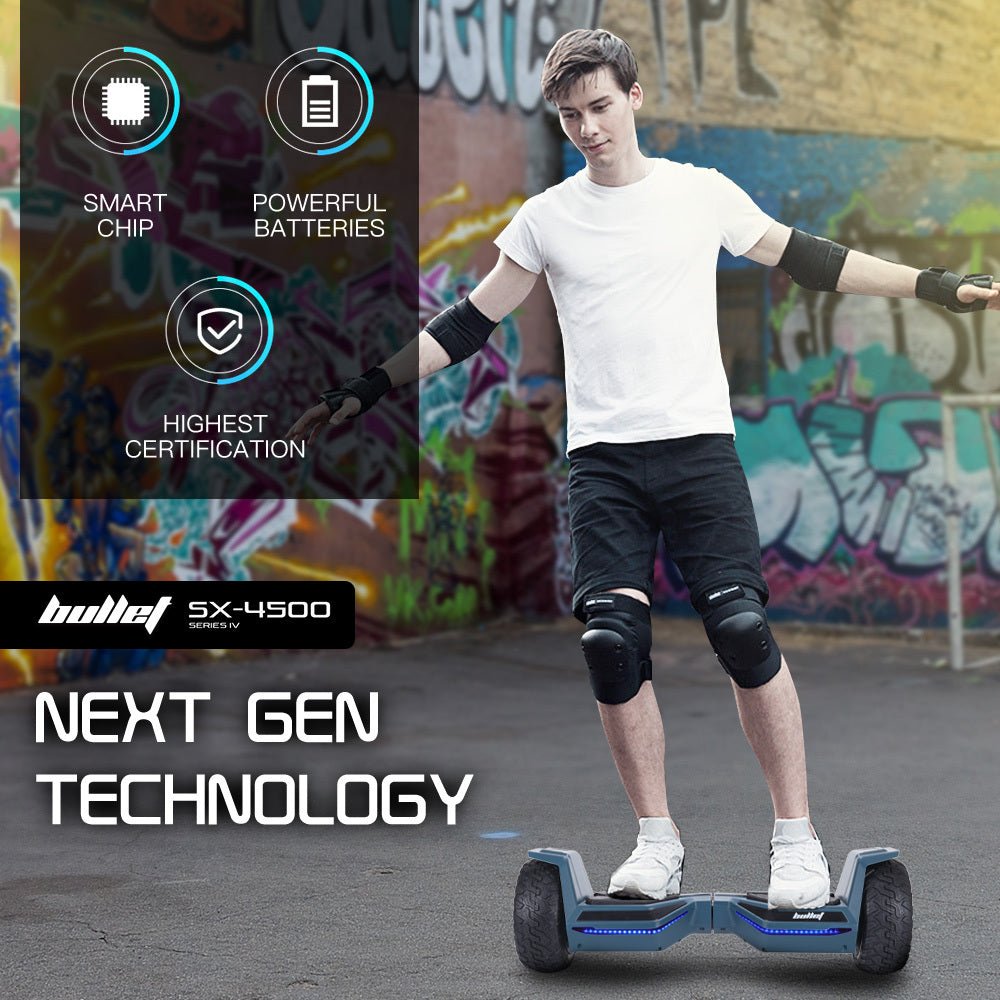 Bullet SX - 4500 Hoverboard Scooter, 8.5" Wheels, 700W Brushless, Superior Self Balancing System, UL Certified, LED Lights, Carry Bag, Navy Blue | Outdoorium