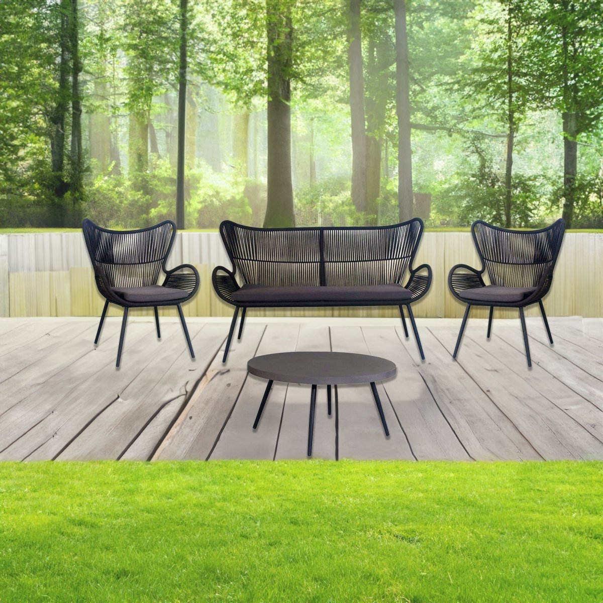 Cairns 4pc Outdoor Sofa Set with Cement Top Coffee Table - Outdoorium