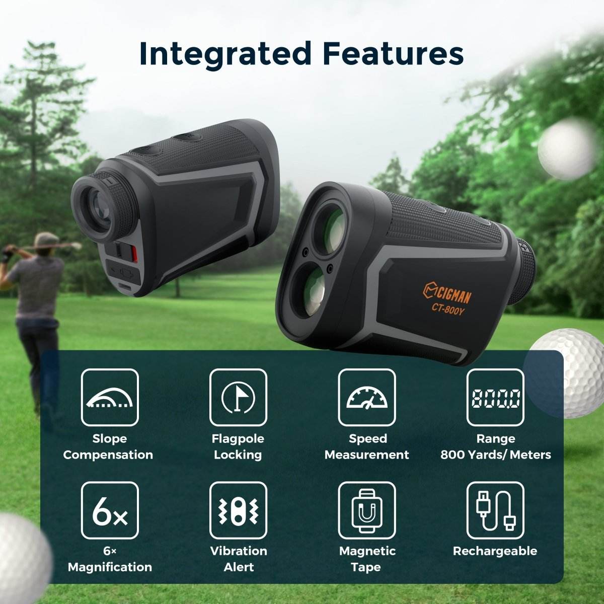 CIGMAN Golf Range Finder 800 Yards Laser Golf Rangefinder with Slope
 CT-800Y - Outdoorium