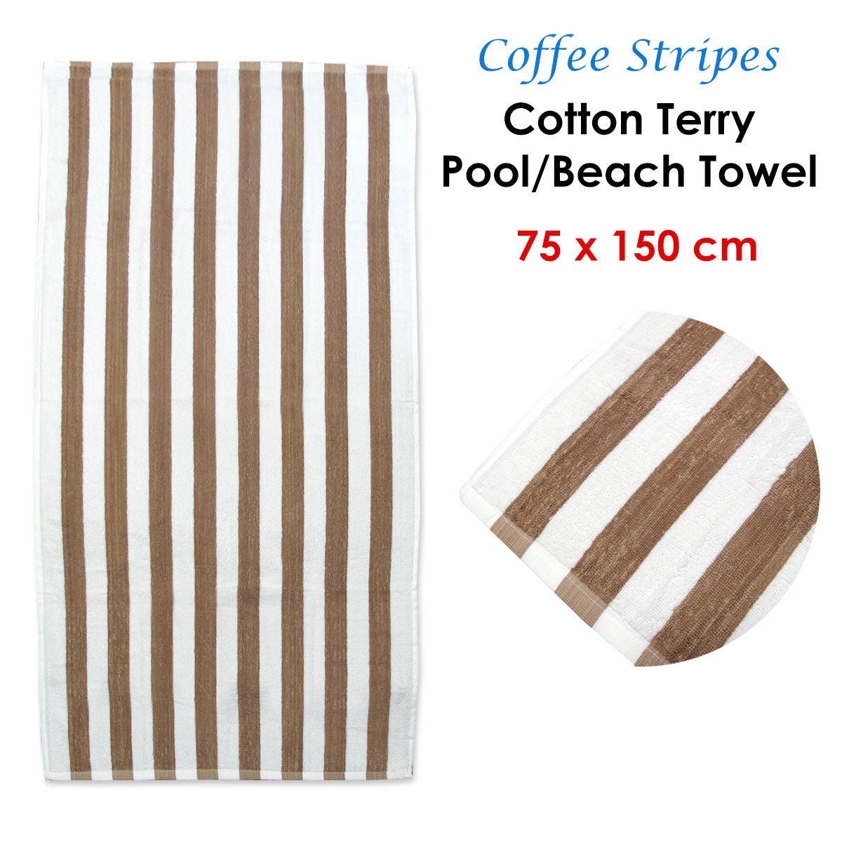 Coffee Stripes Cotton Terry Beach Towel - Outdoorium