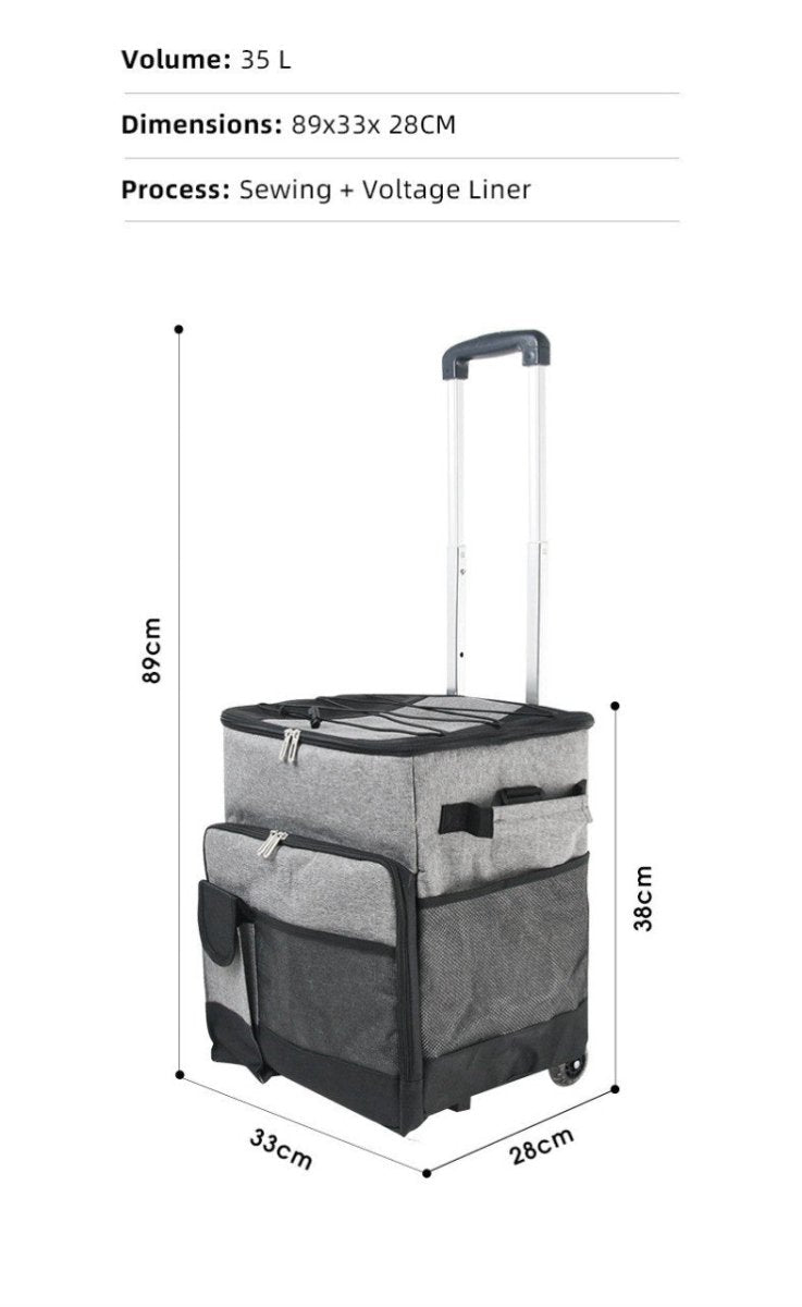 Cooler Picnic Bag Trolley Thermally Insulated - 36L - 60 cans - Grey - Drinks Food Cool Bag Rainproof - Outdoorium