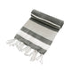Cotton Rich Large Turkish Beach Towel with Tassels 80cm x 155cm Black | Outdoorium