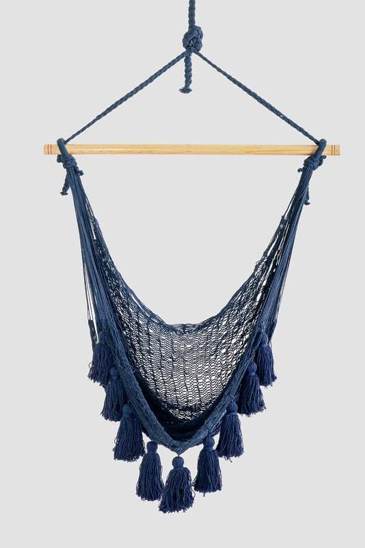 Deluxe Extra Large Mexican Hammock Chair in Outdoor Cotton Colour Blue - Outdoorium