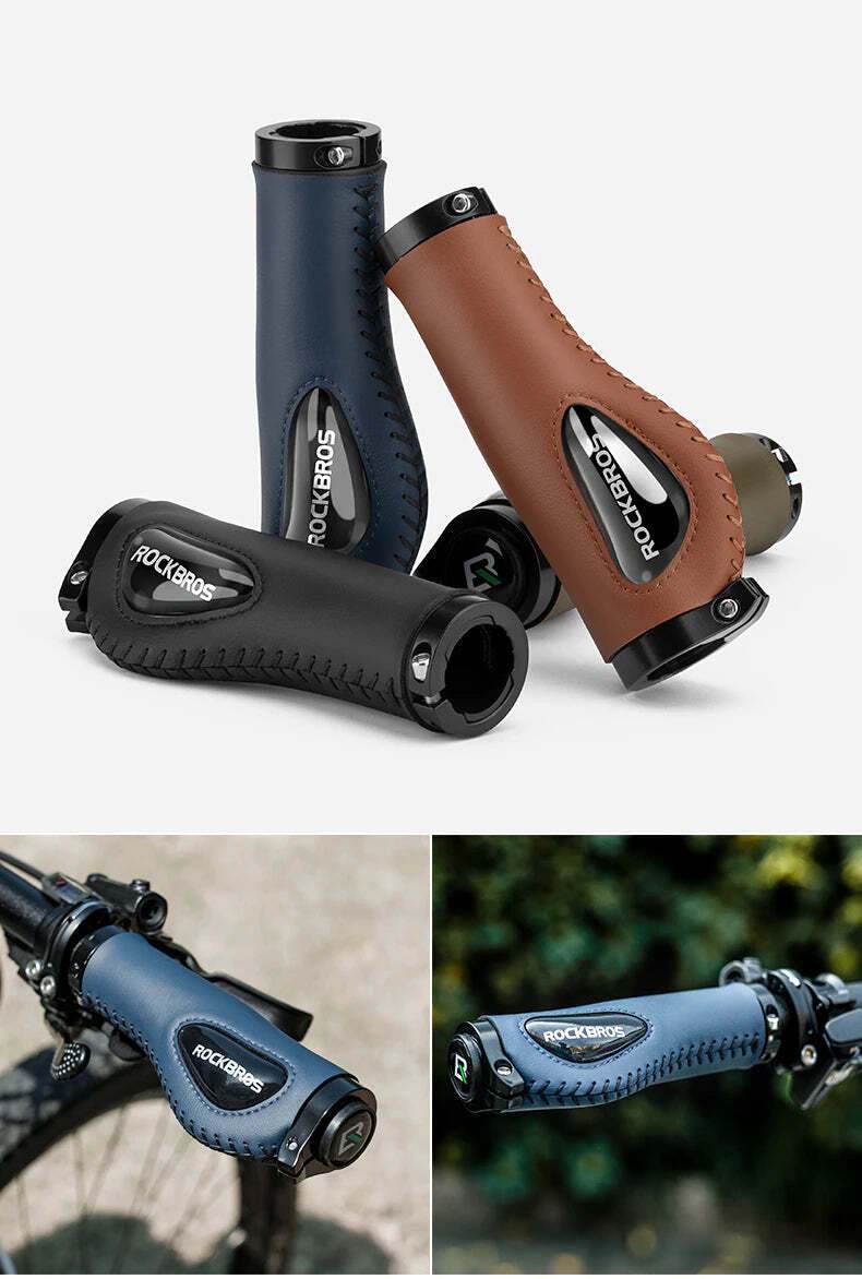 Deluxe Hand Grips Shock Absorbing Rockbros MTB Mountain Bike Tourer Double Lock BLUE Handlebar Grips Anti-skid 2.22cm - Outdoorium