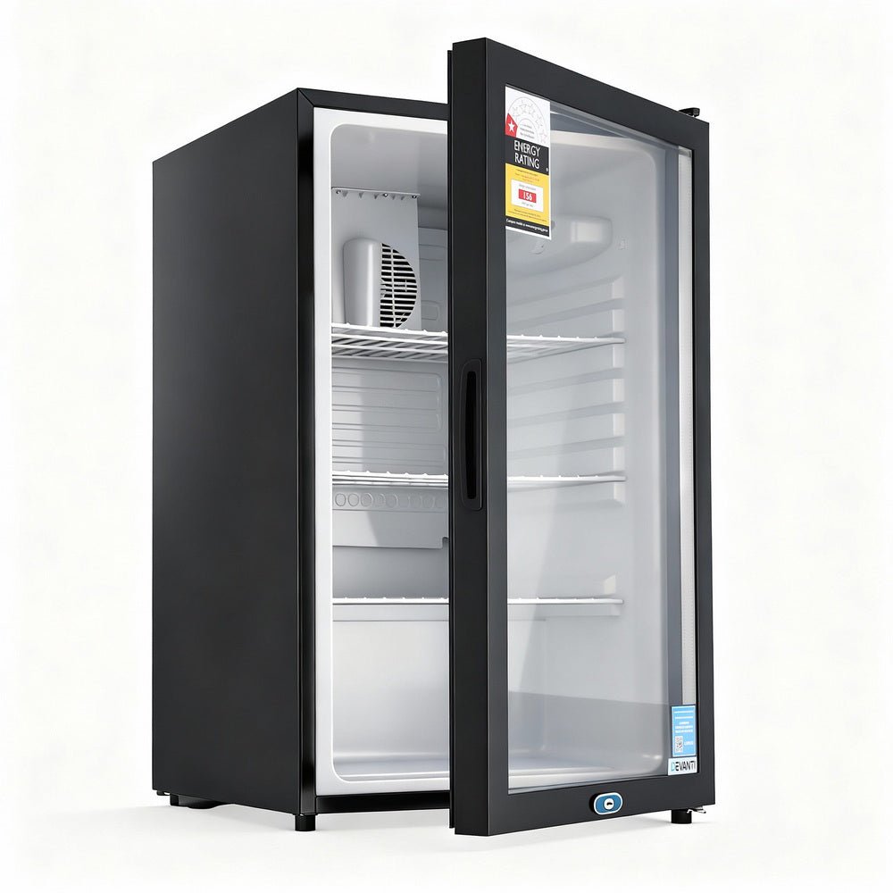 Devanti 105L Bar Fridge Glass Door Mini Fridge Countertop Cooler Black | Appliances > Fridges