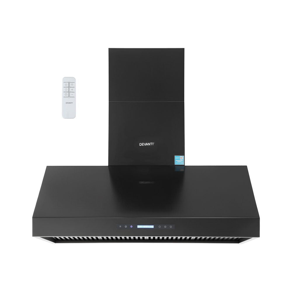 Devanti 1200mm Commercial BBQ Range Hood Dual Motor W/ Remote Control Black | Outdoorium