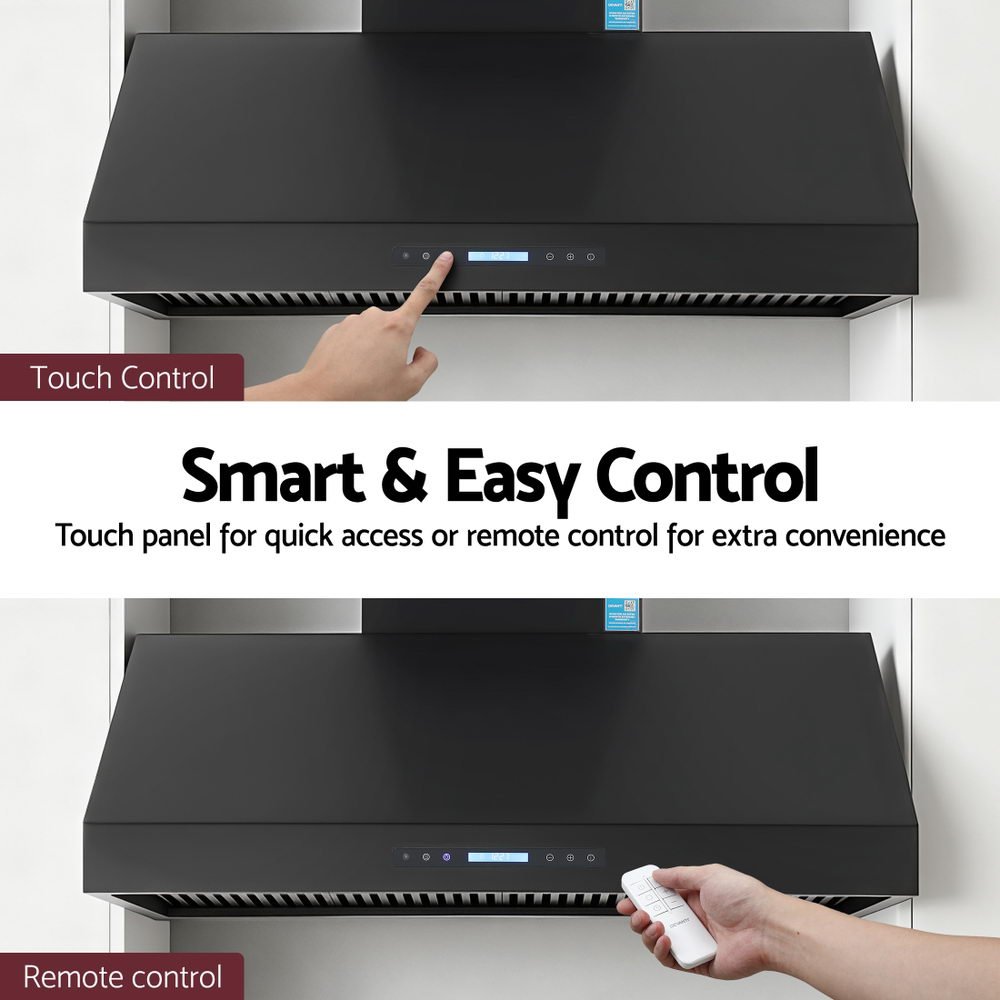 Devanti 1200mm Commercial BBQ Range Hood Dual Motor W/ Remote Control Black | Outdoorium