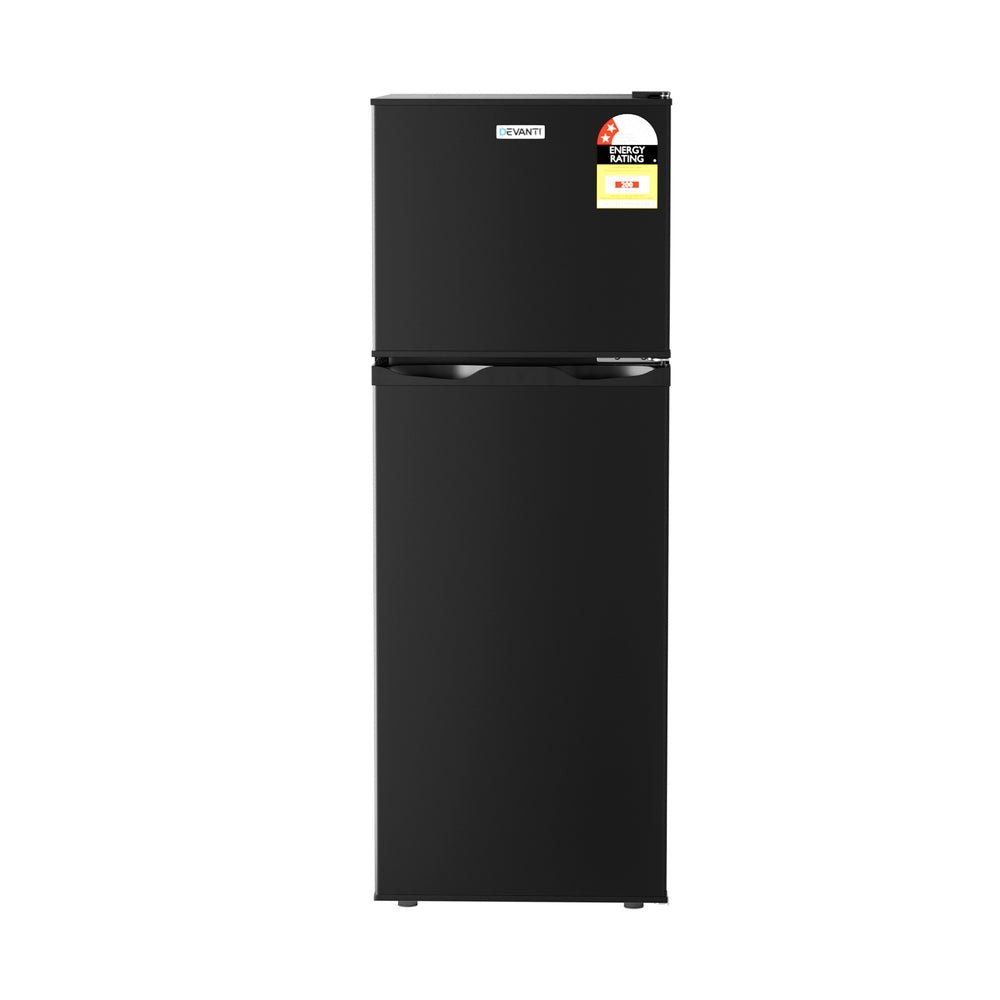 Devanti 122L Two Door Bar Fridge Mini Fridge with Freezer Black | Outdoorium