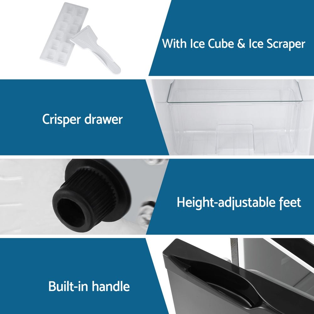 Devanti 122L Two Door Bar Fridge Mini Fridge with Freezer Black | Outdoorium