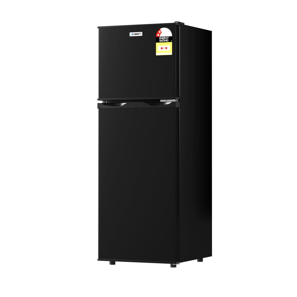 Devanti 122L Two Door Bar Fridge Mini Fridge with Freezer Black | Outdoorium