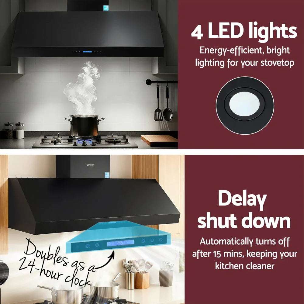 Devanti 1500mm Commercial BBQ Range Hood Dual Motor W/ Remote Control Black | Appliances > Kitchen Appliances > Cooking Ranges