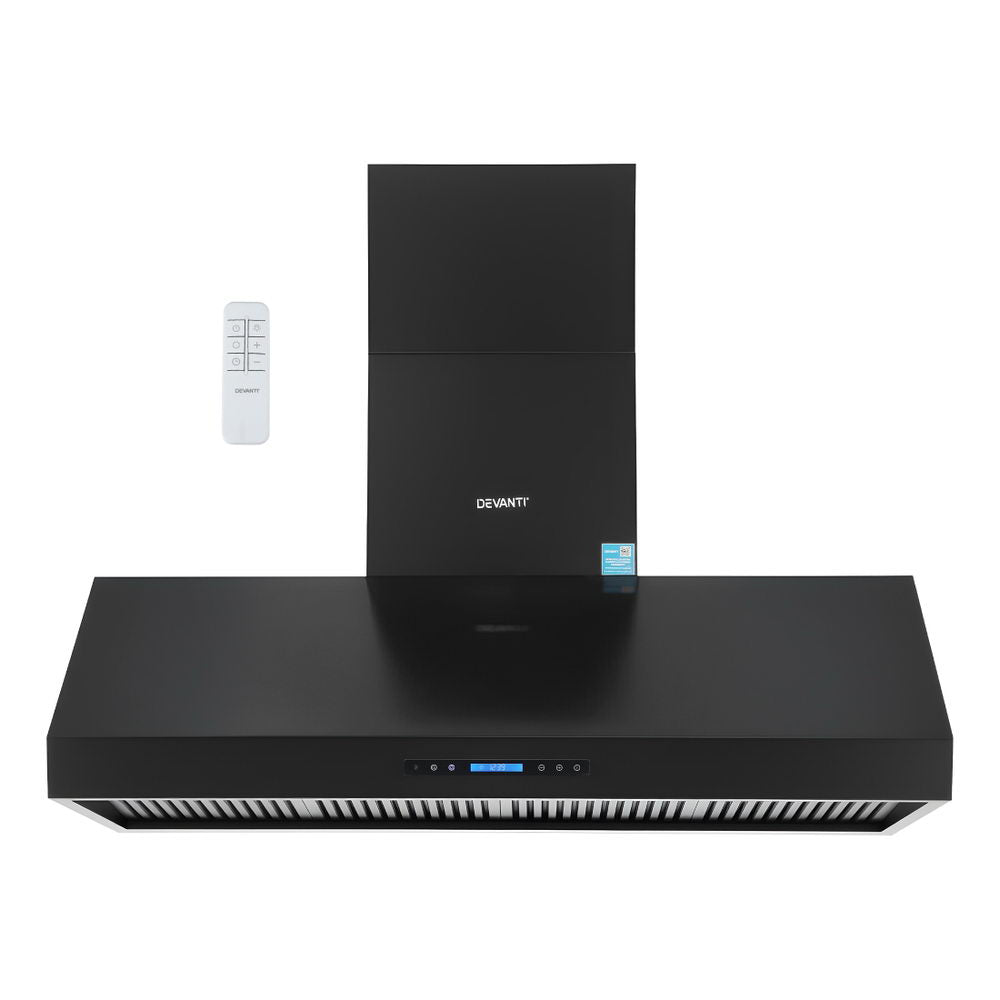 Devanti 1500mm Commercial BBQ Range Hood Dual Motor W/ Remote Control Black | Outdoorium