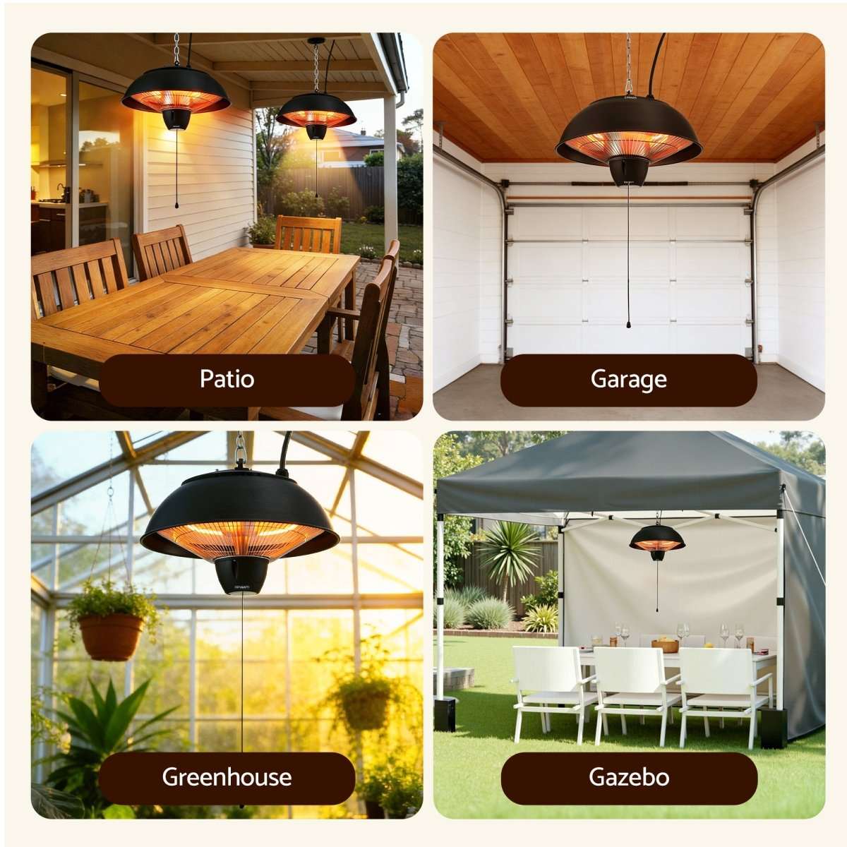 Devanti 1500W Electric Patio Infrared Heater Hanging Heaters Ceiling Mounted Remote | Appliances > Heaters > Patio Heaters