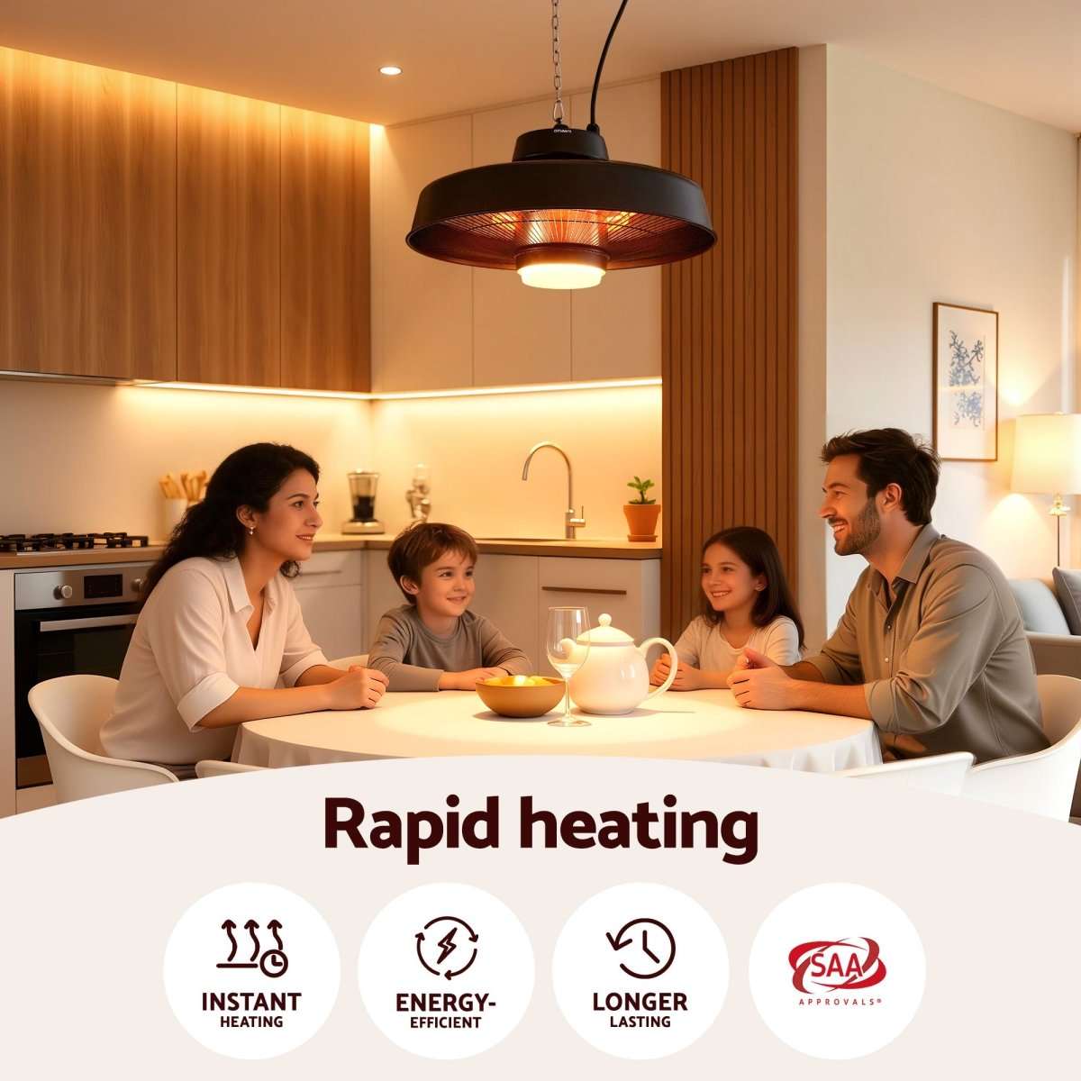 Devanti 2000W Outdoor Electric Patio Heater Ceiling Mount with LED Light Remote | Appliances > Heaters > Patio Heaters