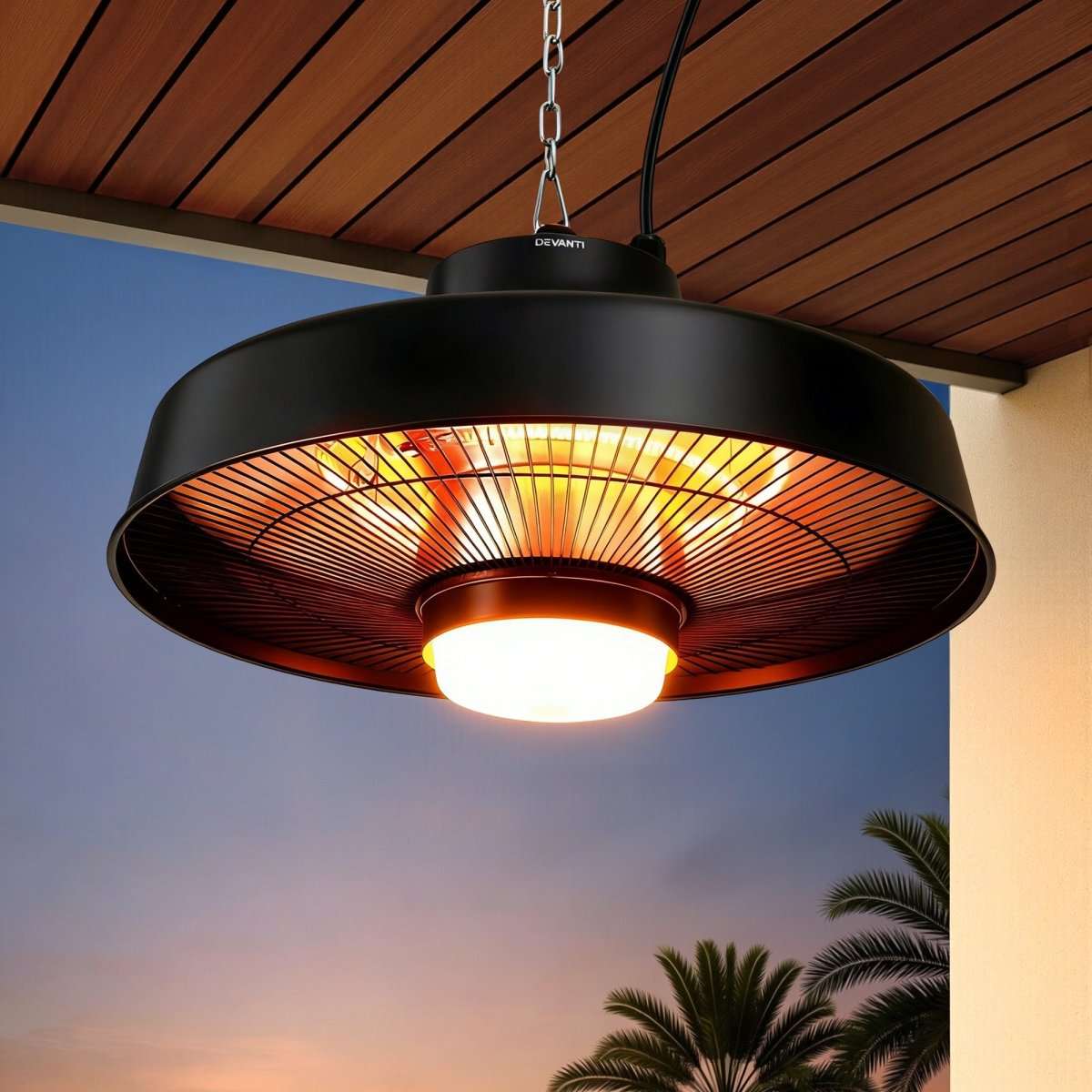 Devanti 2000W Outdoor Electric Patio Heater Ceiling Mount with LED Light Remote | Appliances > Heaters > Patio Heaters