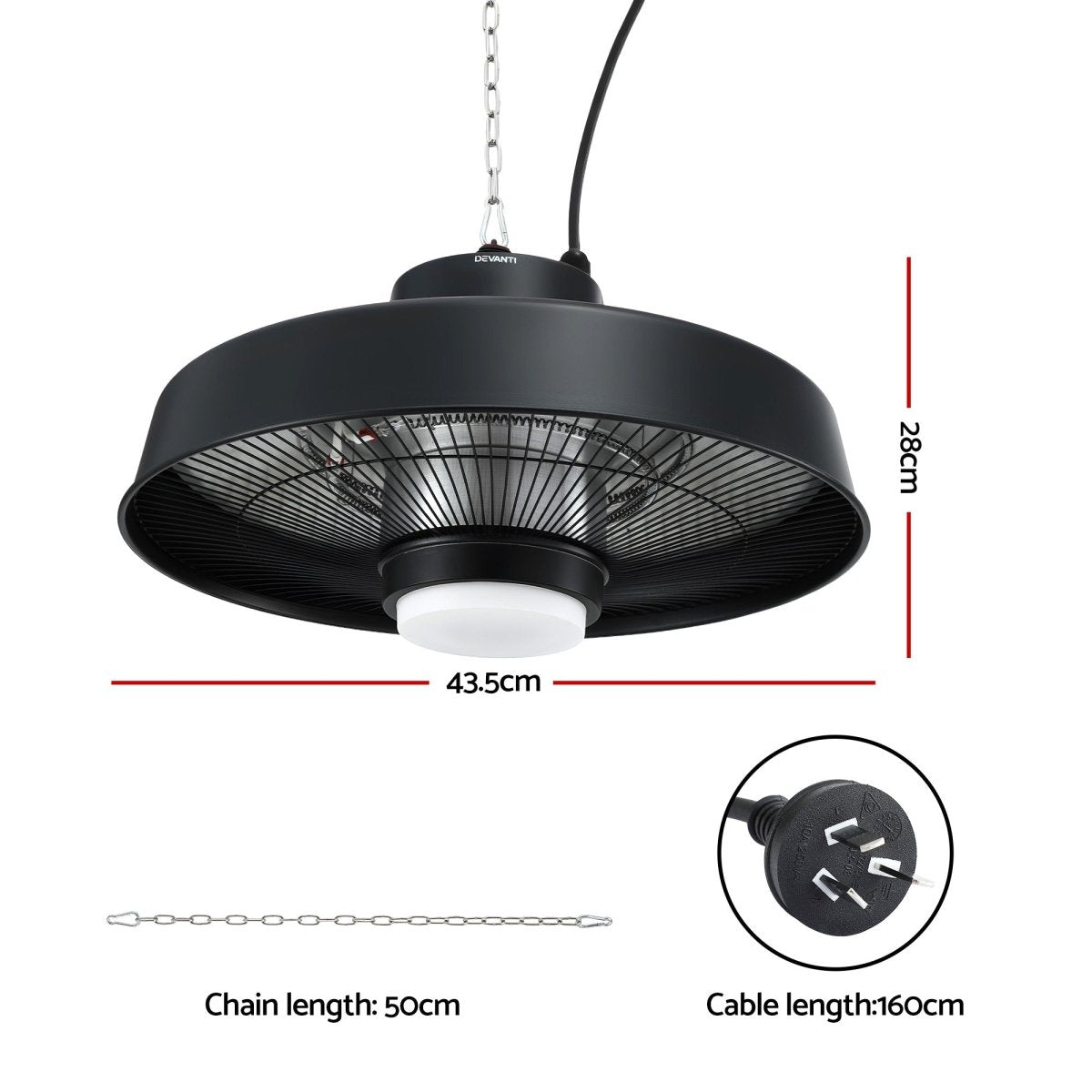 Devanti 2000W Outdoor Electric Patio Heater Ceiling Mount with LED Light Remote | Appliances > Heaters > Patio Heaters