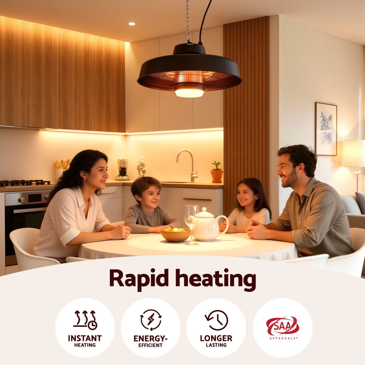 Devanti 2000W Outdoor Electric Patio Heater Ceiling Mount with LED Light Remote | Appliances > Heaters > Patio Heaters