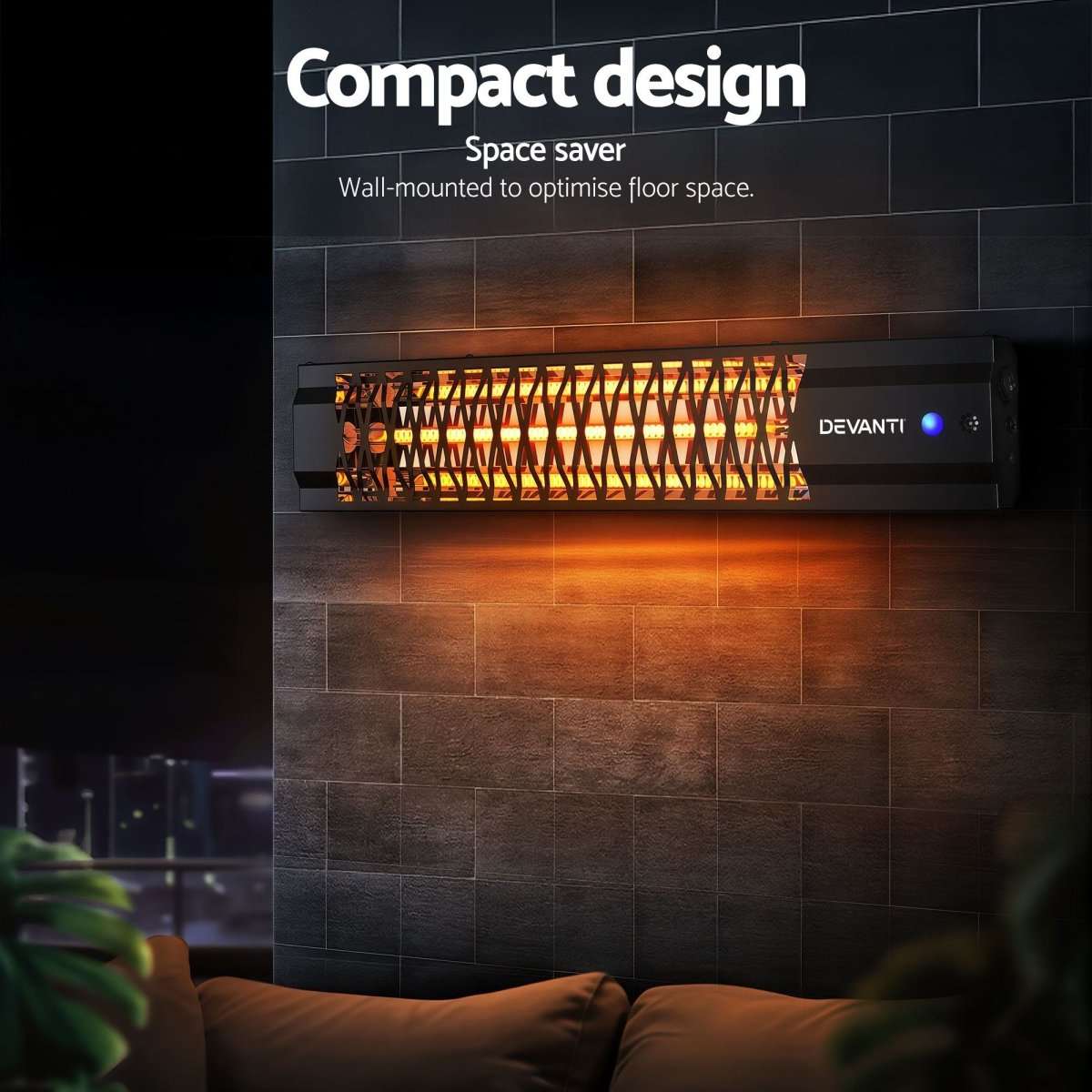 Devanti 2PCS Electric Strip Heater Radiant Infrared Heaters 2000W | Appliances > Heaters > Patio Heaters