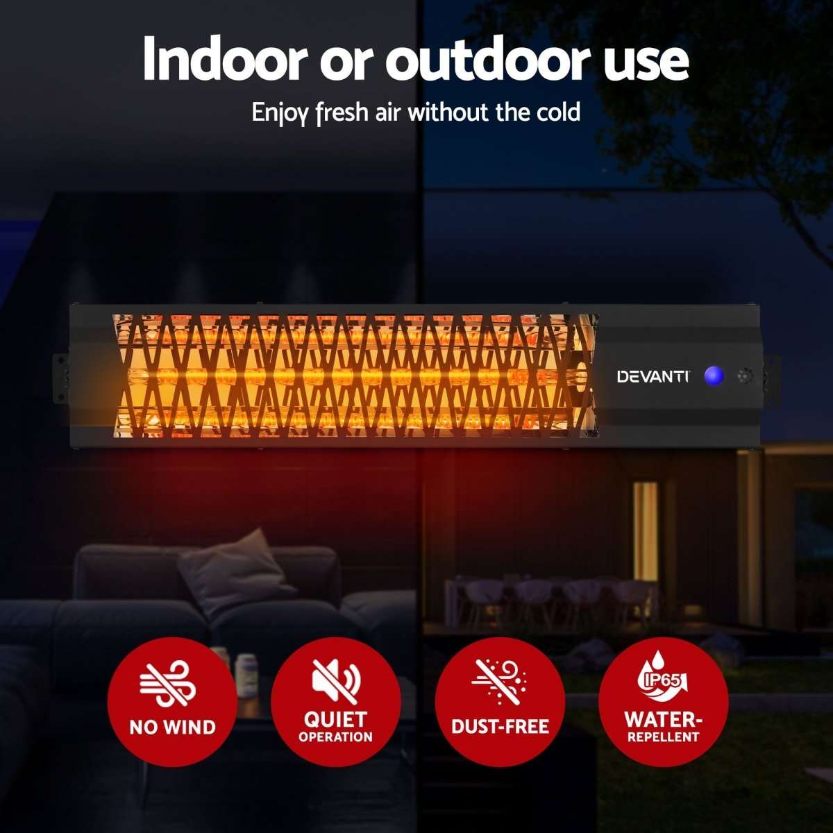 Devanti 2PCS Electric Strip Heater Radiant Infrared Heaters 2000W | Appliances > Heaters > Patio Heaters