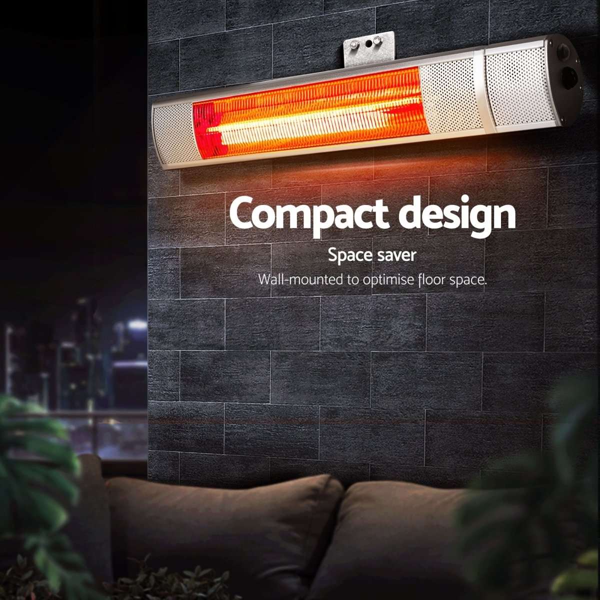 Devanti 2PCS Electric Strip Heater Radiant Infrared Heaters Remote Control 2000W | Appliances > Heaters > Patio Heaters