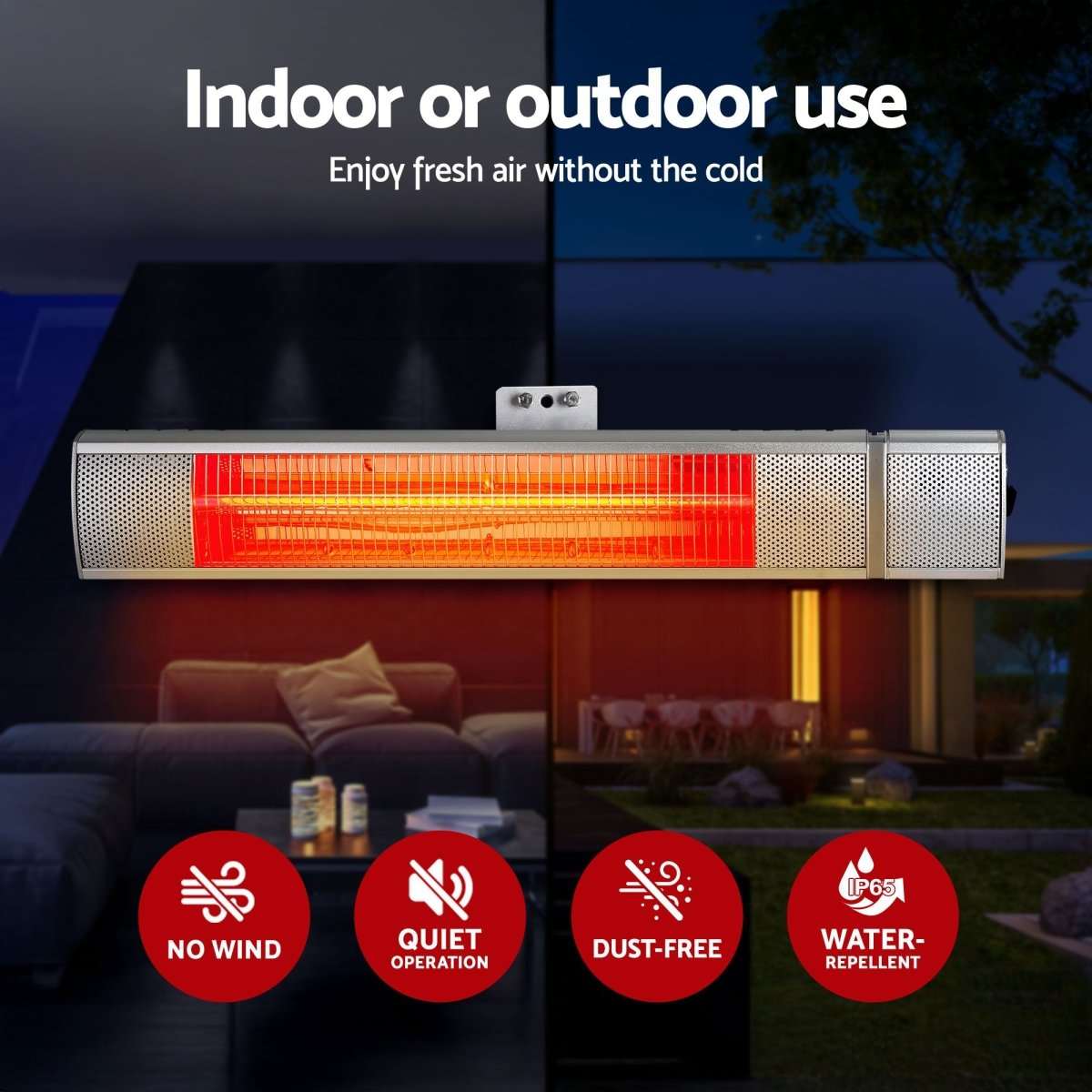 Devanti 2PCS Electric Strip Heater Radiant Infrared Heaters Remote Control 2000W | Appliances > Heaters > Patio Heaters