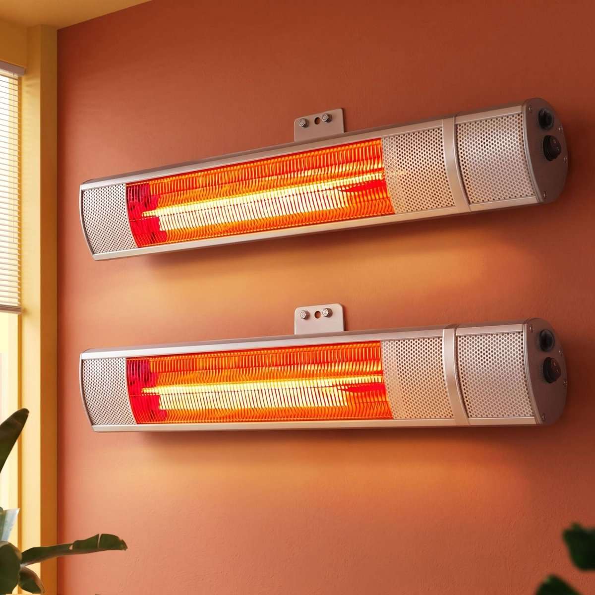 Devanti 2PCS Electric Strip Heater Radiant Infrared Heaters Remote Control 2000W | Appliances > Heaters > Patio Heaters