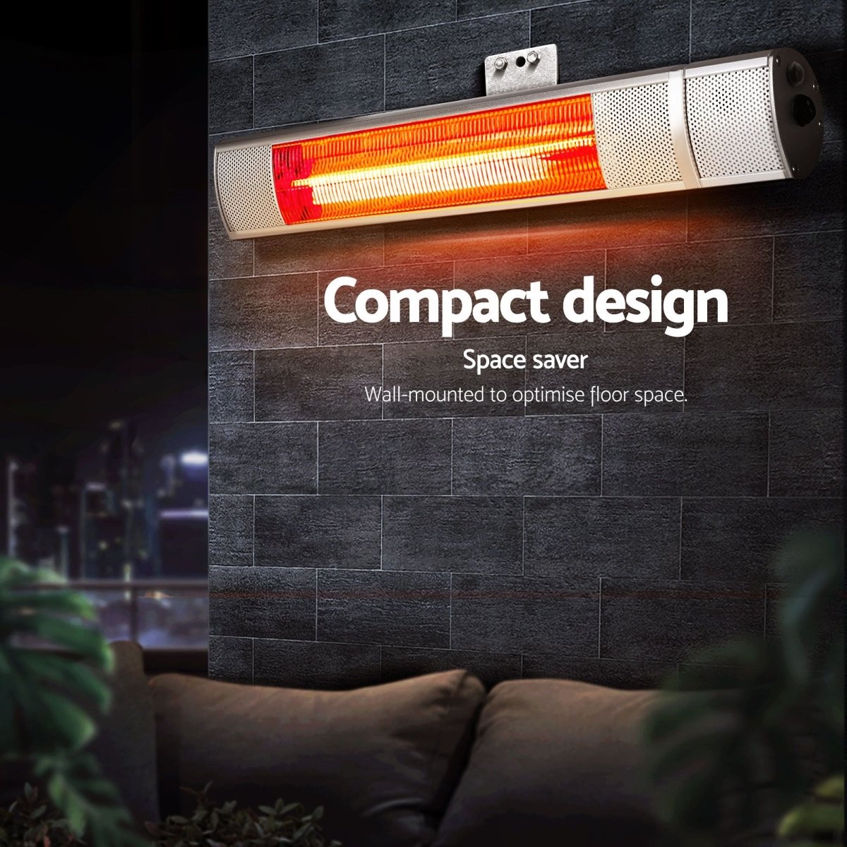 Devanti 2PCS Electric Strip Heater Radiant Infrared Heaters Remote Control 2000W | Appliances > Heaters > Patio Heaters