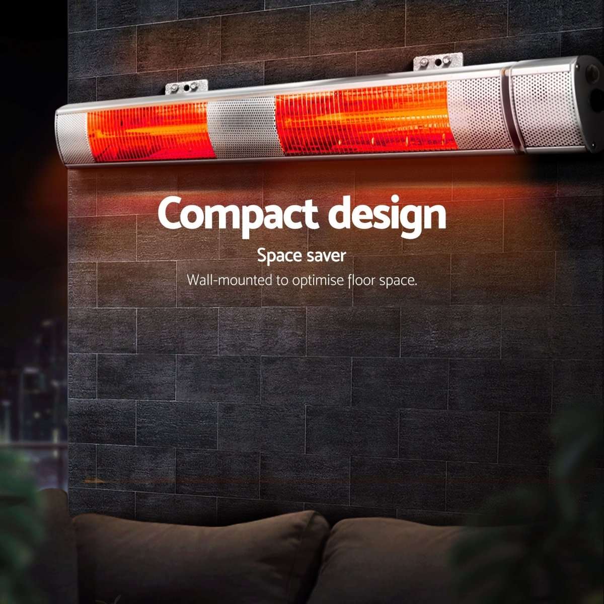 Devanti 2PCS Electric Strip Heater Radiant Infrared Heaters Remote Control 3000W | Appliances > Heaters > Patio Heaters
