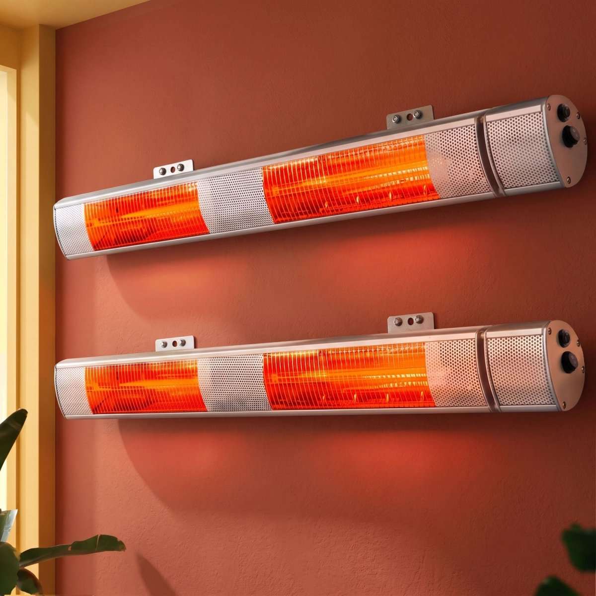 Devanti 2PCS Electric Strip Heater Radiant Infrared Heaters Remote Control 3000W | Appliances > Heaters > Patio Heaters