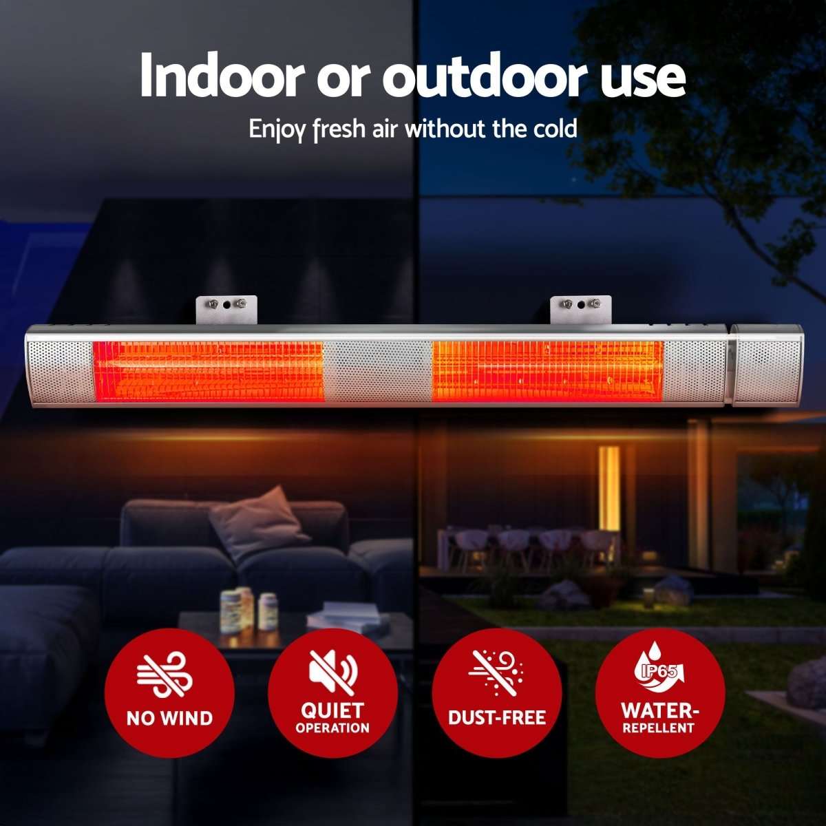 Devanti 2PCS Electric Strip Heater Radiant Infrared Heaters Remote Control 3000W | Appliances > Heaters > Patio Heaters