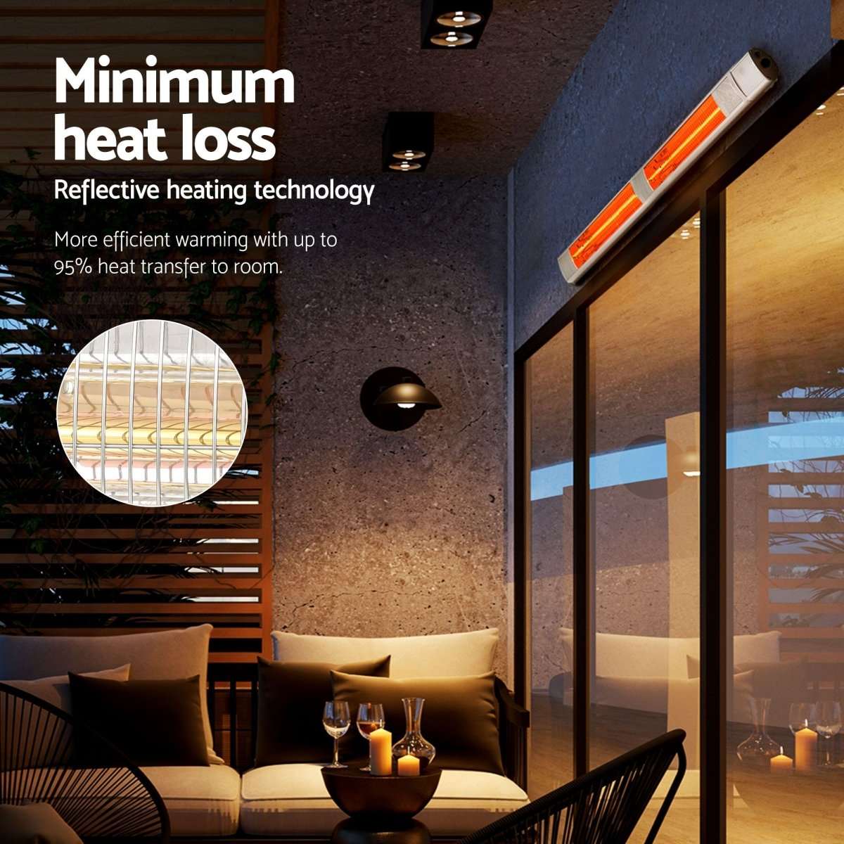 Devanti 2PCS Electric Strip Heater Radiant Infrared Heaters Remote Control 3000W | Appliances > Heaters > Patio Heaters