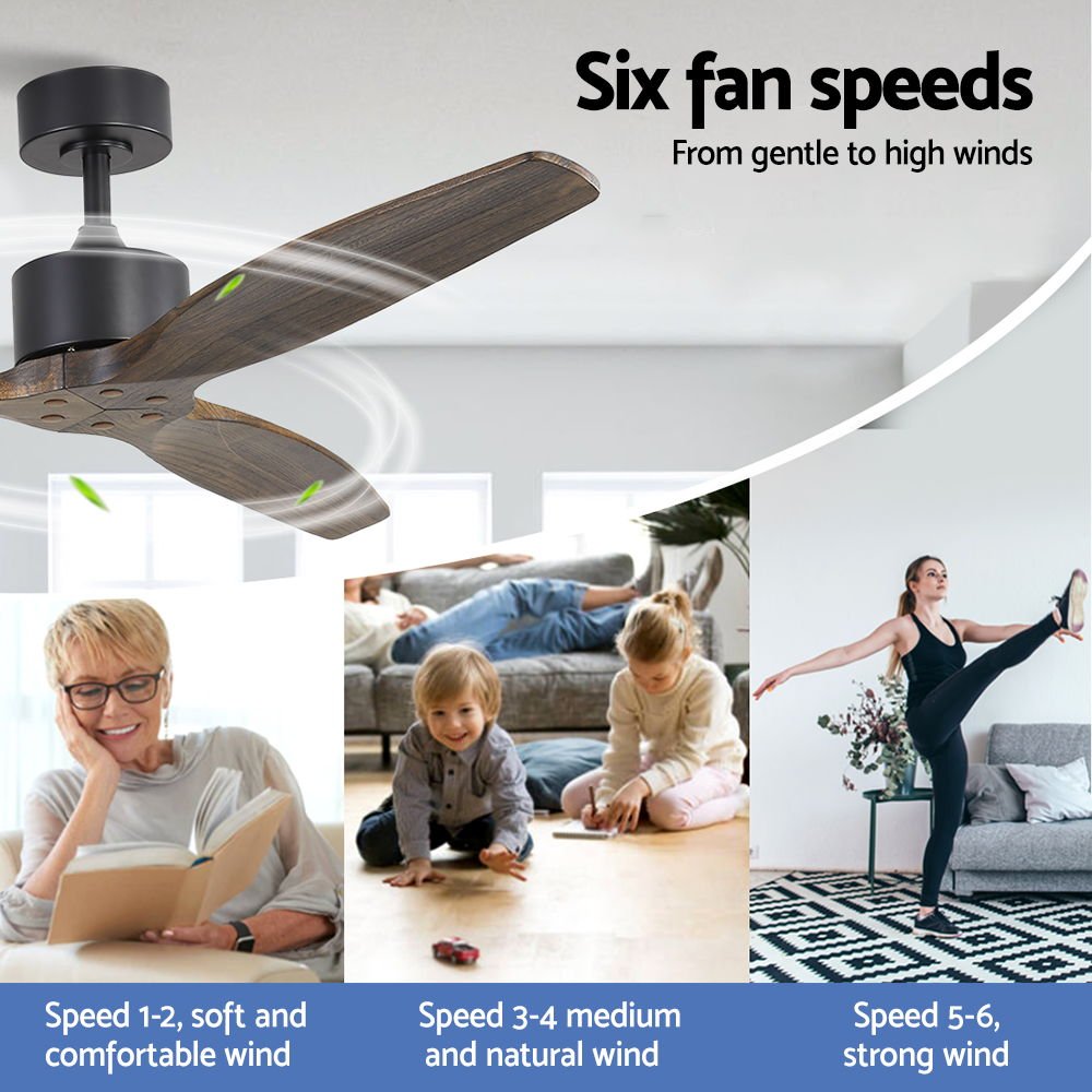 Devanti 52'' Ceiling Fan AC Motor 3 Blades w/Remote - Dark Wood | Appliances > Fans