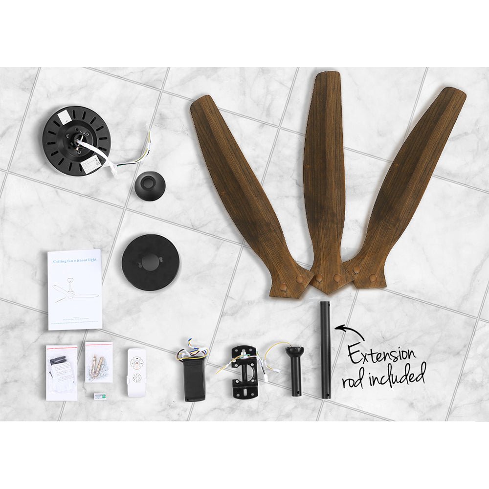 Devanti 52'' Ceiling Fan AC Motor 3 Blades w/Remote - Dark Wood | Appliances > Fans